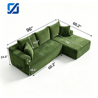 Canapé d'angle convertible moderne sur mesure vert, emballé sous vide, pour salon d'appartement, ensemble de meubles en gros