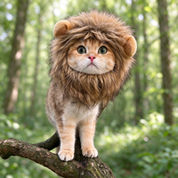 Chapeau de costume Crinière de lion pour chiens et chats, réglable, en polyester écologique, couleur unie, accessoire pour animaux de compagnie pour Halloween, automne et hiver