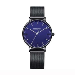 Montre-bracelet de luxe personnalisée avec logo, étanche, pour homme, en acier inoxydable, analogique, bracelet en cuir noir, fabrication japonaise minimaliste, OEM pour hommes - Product Image 2