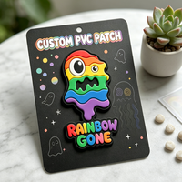 Parches de Silicona Suave con Dibujos Animados Populares, Parches de PVC Personalizados Decorativos con Gancho y Bucle de Goma 3D Coloridos con Diseño de Arcoíris, Lindos, con Tarjeta, Venta al por Mayor
