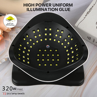 NOUVEAU 2026 Lampe à ongles électrique SUNX16MAX 320W haute puissance 72 LED, Lampe de photothérapie UV LED automatique, Séchoir à ongles portable
