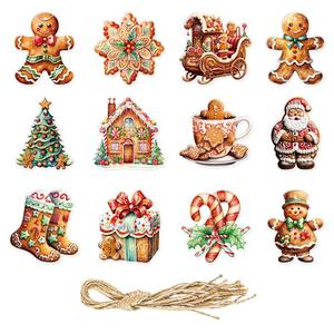 Paquete de 12 Adornos Navideños de Papel con Forma de Hombre de Jengibre, Calcomanías Decorativas para Navidad y Año Nuevo - Product Image 2