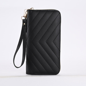 Wholesale PU Bifold Women's Pocket <b>Small</b> Compact Mini <b>Purse</b> Zipper Polyester Long for Cash ID Card Case Gift Card Bag Included - Product Image 2