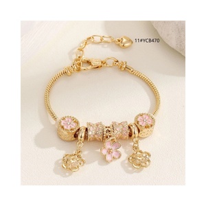 Grazioso braccialetto strass a goccia fiori di olio accessori in metallo e ciondolo a catena di rame <span class=keywords><strong>bracciale</strong></span> di moda regalo per <span class=keywords><strong>ragazza</strong></span> - Product Image 1