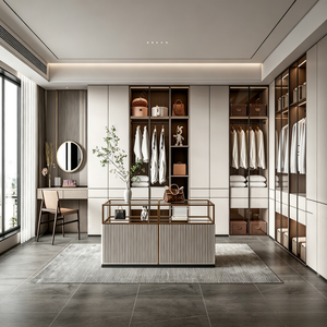 BALOM Dressing contemporain sur mesure avec <span class=keywords><strong>aménagement</strong></span> personnalisable et éclairage intégré pour maisons de luxe - Product Image 6
