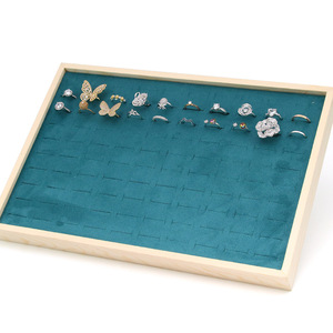 Bán Buôn Rắn Khung Gỗ Màu Xanh Lá Cây Da Lộn Vải Trang Sức Vòng Bông Tai Vòng Cổ Mặt Dây Chuyền Vòng Đeo Tay Rỗng Cửa Hàng Hiển Thị Khay - Product Image 5