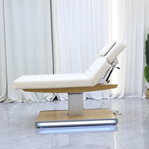 Fabricantes de lujo 3 motores de madera esteticista mesa de masaje muebles de salón de belleza cosmético eléctrico Facial Spa cama de belleza