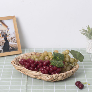 Rustic Straw Woven Oval <b>Storage</b> <b>Tray</b> For Desktop Organization Linyi Made XH24-343DZ - Product Image 1