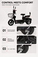 Vélo Électrique Urbain pour Commuters avec Batterie au Lithium Amovible en Option et Panier Avant – Siège Passager Disponible – E-Bike Adulte