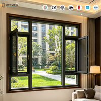 Ventanas de Aluminio de Alta Eficiencia Resistentes al Viento, Venta al por Mayor, Seguras, Duraderas, Modernas, Ventanas Abatibles con Marco de Aluminio y Doble Vidrio
