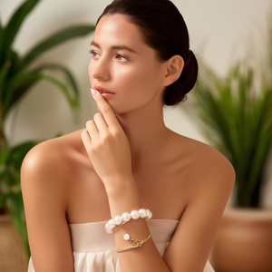 Pearl <b>Bracelet</b> 316L Stainless Steel PVD Gold Plating Sustainable Resistant Jewelry for Women - Product Image 3