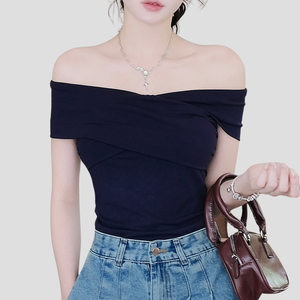 OEM personalizado mujer Casual verano camiseta Color sólido manga corta elegante Top pecho diseño suave estilo moda fábrica desgaste - Product Image 5