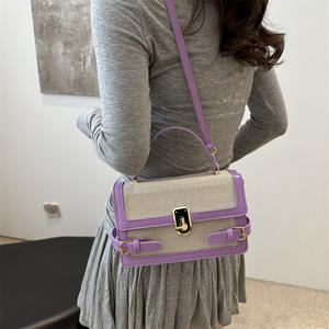 厂家批发女士休闲小方形手袋珍珠装饰拉链开合糖果图案春季款式 - Product Image 4