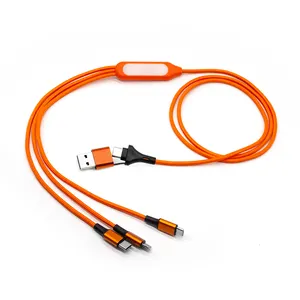 Cable USB multicargador Cable de carga de datos multifunción 5 en 1 de alta calidad con luz LED para teléfono móvil