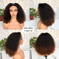 Pelucas Frontales SDD de Cabello Humano Indio Virgen al por Mayor, 250% de Densidad, Sin Pegamento, Doble Trama, Rizadas y Voluminosas