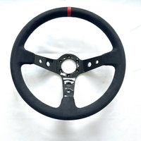 Volant de course universel Deep Dish 350 mm en fibre de carbone et cuir personnalisé pour compétition de drift sportif modifiée
