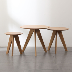 Bán buôn bazhou nhà máy đồ nội thất hiện đại ba chân MDF hàng đầu phòng khách nhỏ gỗ tròn bên Bàn cà phê - Product Image 5