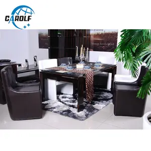 Dining Room Furniture New Promotion 6 Seaters Modern Marble Top Dining Table With Wood Leg