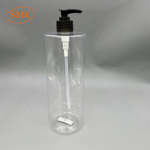 Botella de plástico transparente con bomba para lavar el cuerpo, botella cilíndrica de plástico transparente de 1 litro, 1000ml - Product Image 4