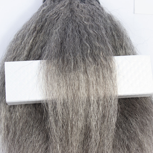 Extensioni di <span class=keywords><strong>capelli</strong></span> umani Remy a doppia trama, vergini grezzi, corti, lisci Yaki, colore grigio pianoforte misto, provenienti da donne afroamericane e peruanche - Product Image 1