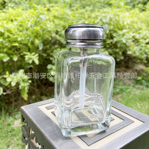 Botella de vidrio cuadrada de 180 ml con bomba, contenedor industrial para dispensar líquidos, botella con bomba para quitar esmalte de uñas, botella para alcohol - Product Image 4