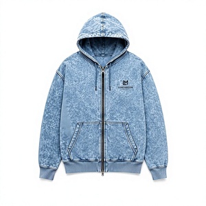 Sudadera con capucha y cremallera para hombre Long Mission, azul tie-dye, corte regular, informal, de algodón, felpa francesa, para otoño - Product Image 1