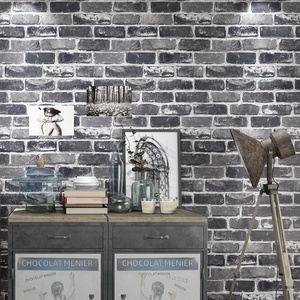 <span class=keywords><strong>Carta</strong></span> <span class=keywords><strong>da</strong></span> <span class=keywords><strong>Parati</strong></span> in PVC Impermeabile Stile Retrò Americano con Motivo a Mattoni per Caffè e Ristoranti, Effetto Pietra Culturale Finta Rossa dal Look Nostalgico - Product Image 3