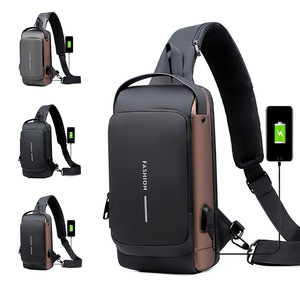 Bolso <span class=keywords><strong>Bandolera</strong></span> Multifuncional Impermeable con Contraseña, Bolso de Pecho con USB, Bolso Cruzado para Motocicleta, Viajes, para <span class=keywords><strong>Hombre</strong></span> - Product Image 6