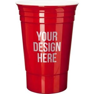 Gobelets en plastique PP réutilisables de 16 oz personnalisés avec logo de marque pour Beer Pong, fêtes, camping, gobelet rouge - Product Image 5