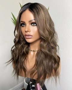 Rambut palsu renda depan kutikula Eropa Remy Virgin sorot coklat dua ditarik kualitas Salon 12A dengan akar gelap - Product Image 3