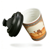 Mug à café en acier inoxydable à double paroi isolé sous vide avec logo personnalisé arabe, étanche, 12 oz, avec revêtement en céramique et boîte cylindrique