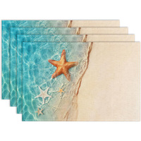 Set de table rectangulaire bohème en lin tissé, style plage océanique, écologique, épaisseur 1 mm HM