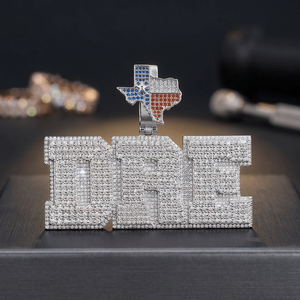 Pendentif Carte de l'État du Texas en Argent 925 Plaqué Rhodium avec Moissanite Taille Brillant, Breloque Hip-Hop Unisexe pour Fêtes et Usage Quotidien - Product Image 3