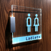 Panneau de signalisation LED en acrylique pour toilettes, signalétique rétroéclairée pour portes de toilettes, indicateur mural pour salles de bain d'hôtels, bureaux et bâtiments commerciaux