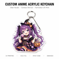 Porte-clés en acrylique Anime 3mm, acrylique transparent, impression UV couleur, livraison rapide, mousqueton, vente en gros, personnalisation OEM ODM