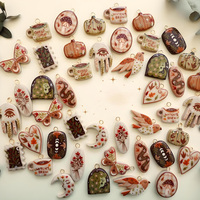 WEGOODZF Pendentifs en céramique plaqués or à faire soi-même, breloques pour chaussures et accessoires de bijoux imprimés en cuivre tendance