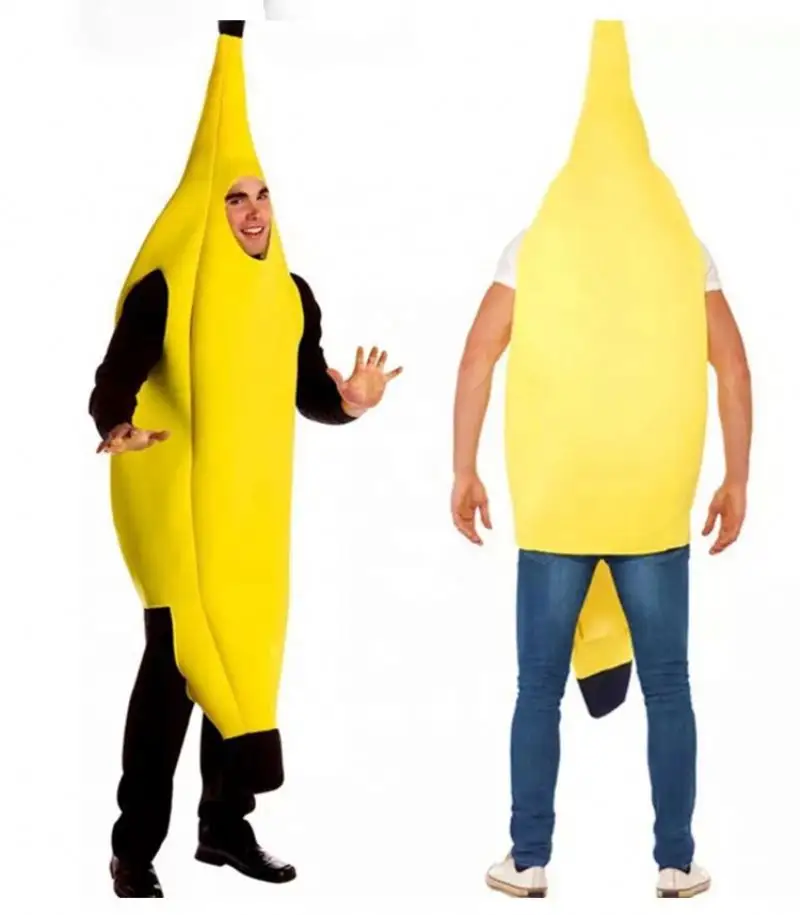 Cosplay kostum pisang dewasa uniseks, Set kreasi pisang menarik untuk pesta berdandan Halloween dan Roleplay, kostum pisang uniseks