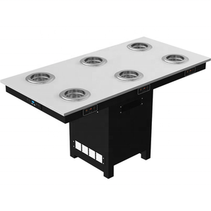 Parrilla de barbacoa coreana comercial mesa de comida rápida sin humo Rectangular Metal Shabu olla caliente mesa de comedor para restaurante Hotel - Product Image 4