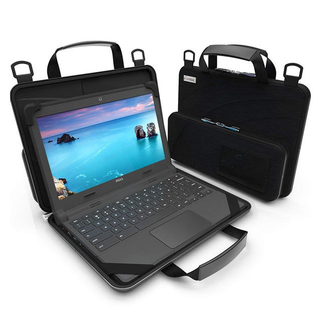 13-14 Inch Work-Optimized Chromebook Laptop Case Lightweight EVA Hard Case with Pouch and Shoulder Strap