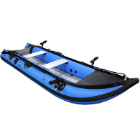 Bateau de Kayak Gonflable de 370cm pour Aventure Diver Hobby Pêche Léger Conception Stable et Pliante en PVC et Hypalon