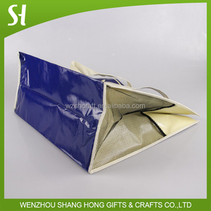 Bolsa de mano promocional bonita de polipropileno no tejido con bolsa de malla, bolsa de mano laminada azul no tejida - Product Image 2