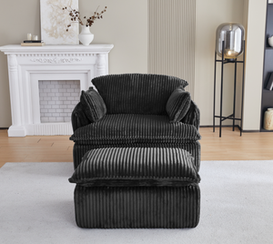 Sofá de un solo asiento modular moderno de tela de franela comprimida, conjunto otomano, sofá perezoso que ahorra espacio para sala de estar, habitación de invitados, dormitorio - Product Image 1