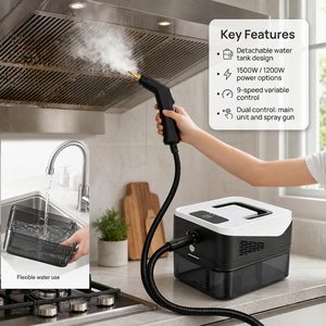 Nettoyeur Vapeur Électrique Professionnel 1500W Haute Température avec Réservoir Amovible 1,5L et 9 Vitesses Réglables pour Usage Domestique, Hôtelier et Automobile - Product Image 1