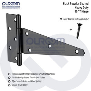 10 بوصة الثقيلة T المفصلي 3 الصلب مع ميزة إغلاق لينة تصميم حديث لبوابات دخول المزارع الخشبية الكبيرة جدا في الهواء الطلق - Product Image 3
