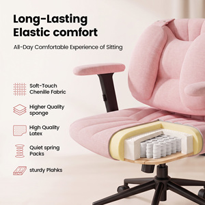 Chaise de bureau ergonomique inclinable en tissu chenille, pivotante, réglable en hauteur, fonction d'inclinaison, pour salon - Product Image 2