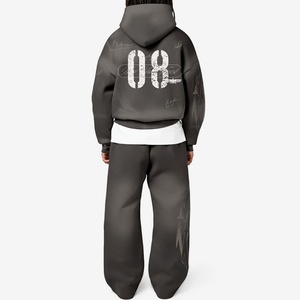 Ensemble de sweats à capuche personnalisés 500 g/m² épais avec broderie effet vieilli, survêtement de jogging oversize, ensemble de survêtement d'hiver de haute qualité - Product Image 6