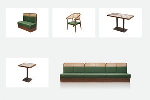 Commercial Coffee Shop Fast Food square Cafe Leather Round Wood Restaurant <strong>Bench</strong> Sofa Furniture Booth Seating <strong>Table</strong> Chair <strong>Set</strong> - Product Image 6