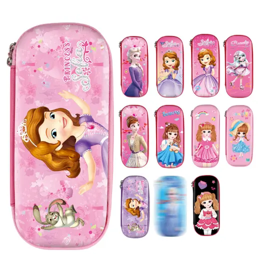 Presente corporativo princesa dos desenhos animados meninas bolsa anti-choque EVA Pen Pouch Stationery Box Apple Pencil Case Holder