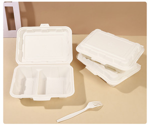 Scatola per Alimenti Usa e Getta Biodegradabile 9x9 Pollici, Contenitore per Pranzo Bento in Amido di Mais - Product Image 2
