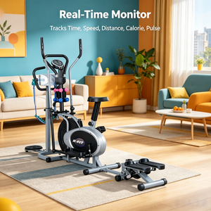 Máquina Elíptica Magnética K-FIT GS-8.2GASTM, Bicicleta Elíptica con Masajeador y Twister para Gimnasio en Casa, Cardio Estacionario - Product Image 6